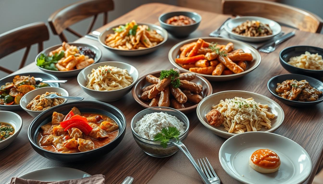 Measured baking ingredients prepared on a counter